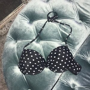 Black and white polka dot bikini top